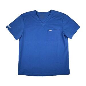 FIGS Scrub‎ Top Mens Large Blue Chest Pocket Technical Collection Medical